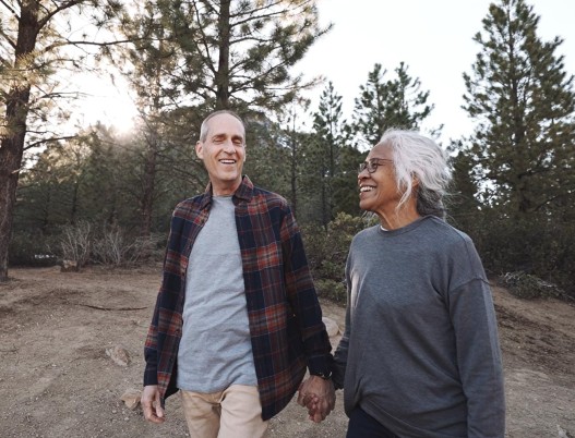 Senior couple walking